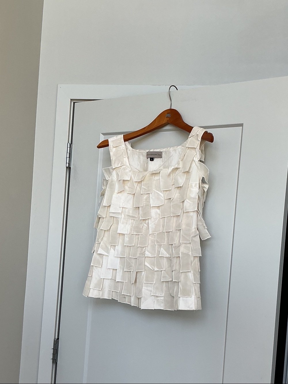 Women’s Ivory Ruffle Square-Panel Tank Top